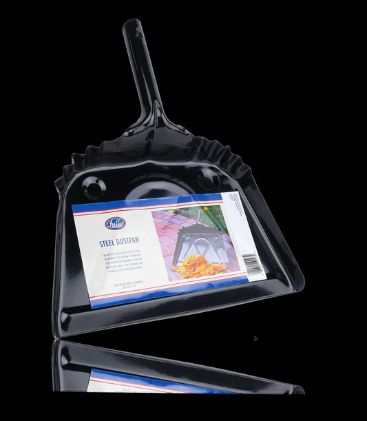 House of Fuller® Metal Dustpan 12 Wide Sweep Heavy Duty Steel w/ Handle & Hook Hanger