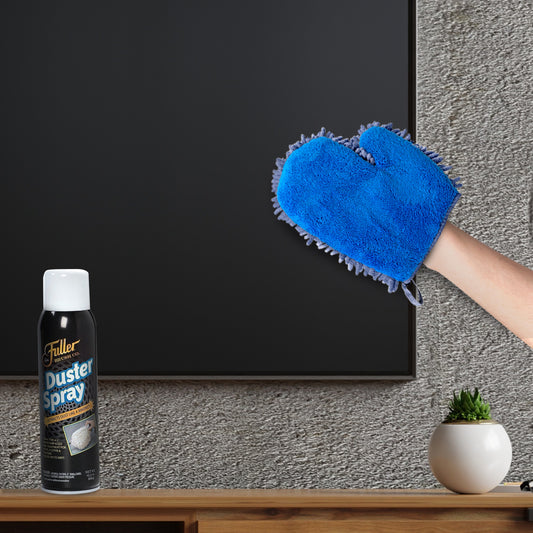 Duster Spray + 2-in-1 Clean & Polish Microfiber Mitt - Dual Purpose Cleaning Glove
