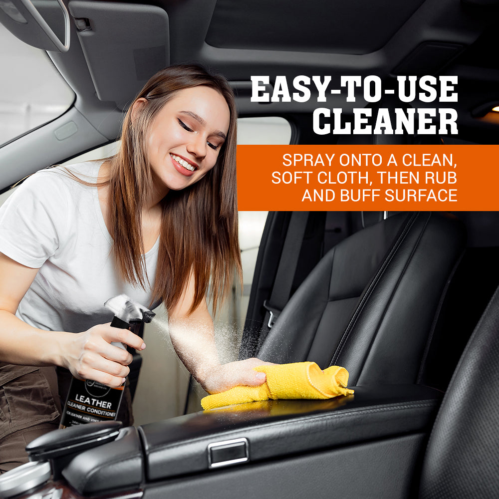 Leather Cleaner Conditioner with Sprayer + Suede Microfiber Cloths