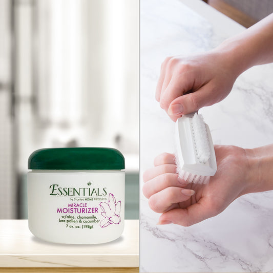 Miracle Moisturizer W/Aloe, Chamomile, Bee pollen, & Cucumber + Hand & Nail Brush