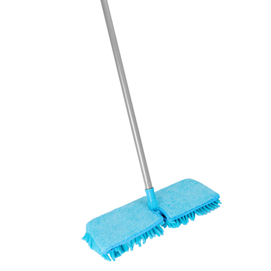 Double Sided Microfiber Flip Mop W/ Adjustable Telescopic Handle - Teal