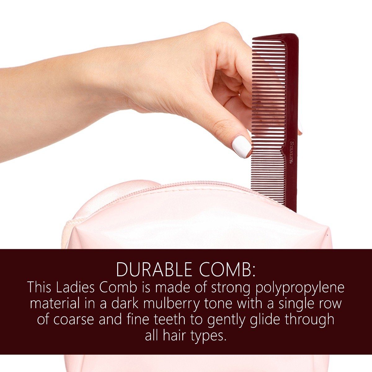 Essentials Ladies Comb, Dual Sided Coarse and Fine Tooth Design - Mulberry-Combs-Fuller Brush Company
