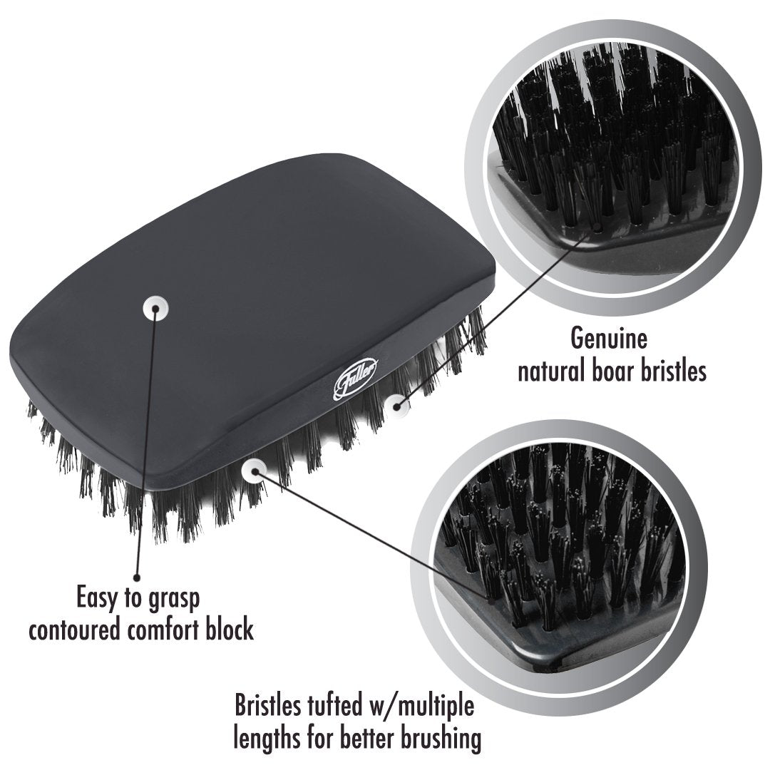 Heirloom Quality Military Hairbrush With Genuine Natural Boars Bristles - Graphite Gray-Hair Brushes-Fuller Brush Company