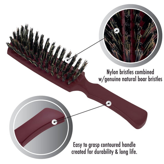 Nylon and Boar Bristle Professional Styling Hairbrush for all hair types - Mulberry Color-Hair Brushes-Fuller Brush Company