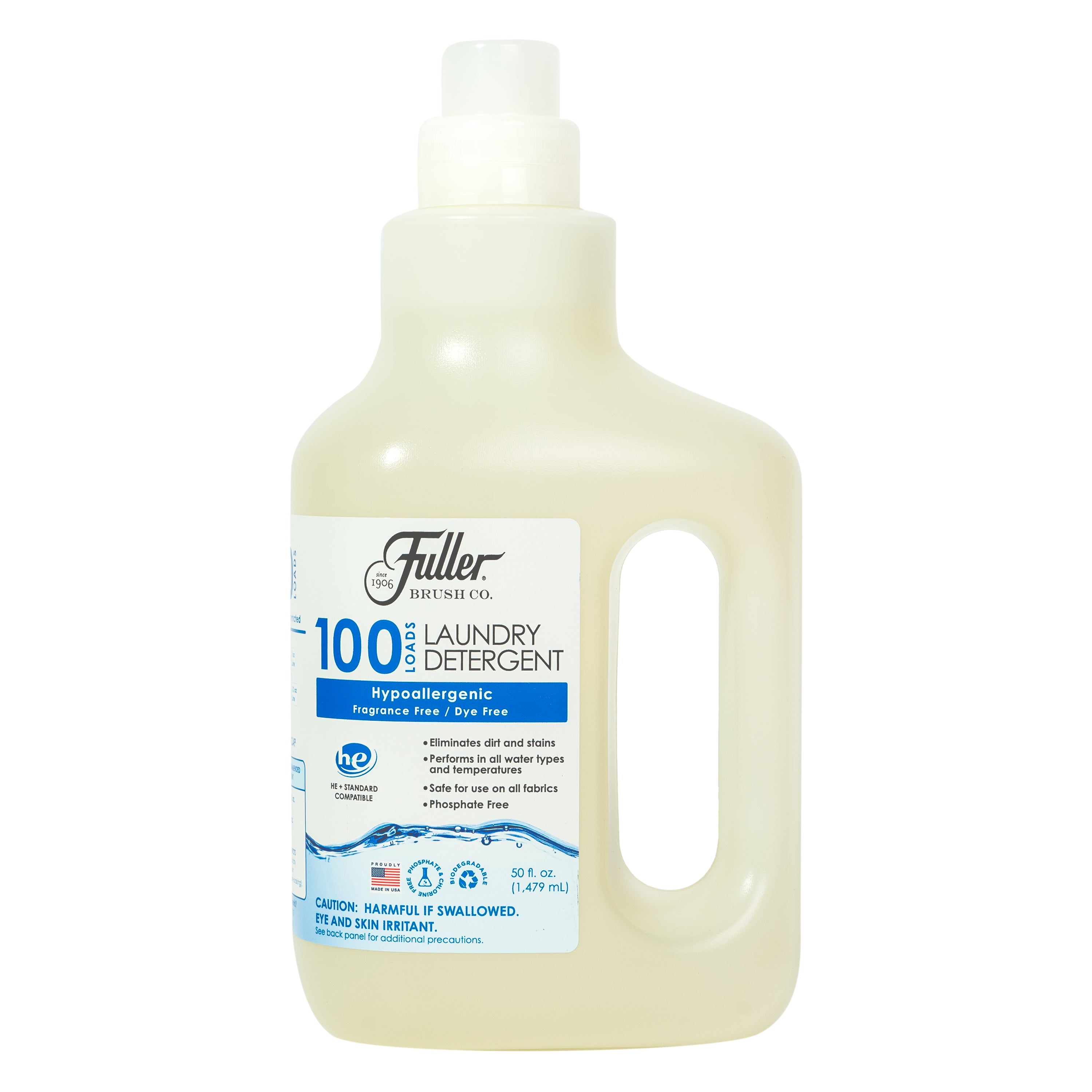 Detergente concentrado Fuller 100 para lavandería Hipoalergénico - sin colorantes ni fragancias 50 Oz