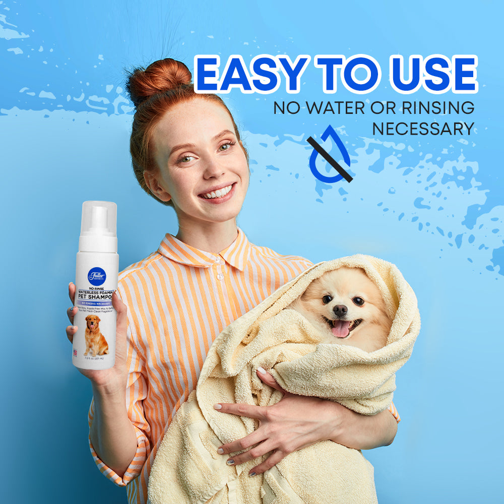 Waterless No-Rinse Foaming Pet Shampoo For Dogs– Cleans, Conditions & Moisturizes + 2 Refill Bottles