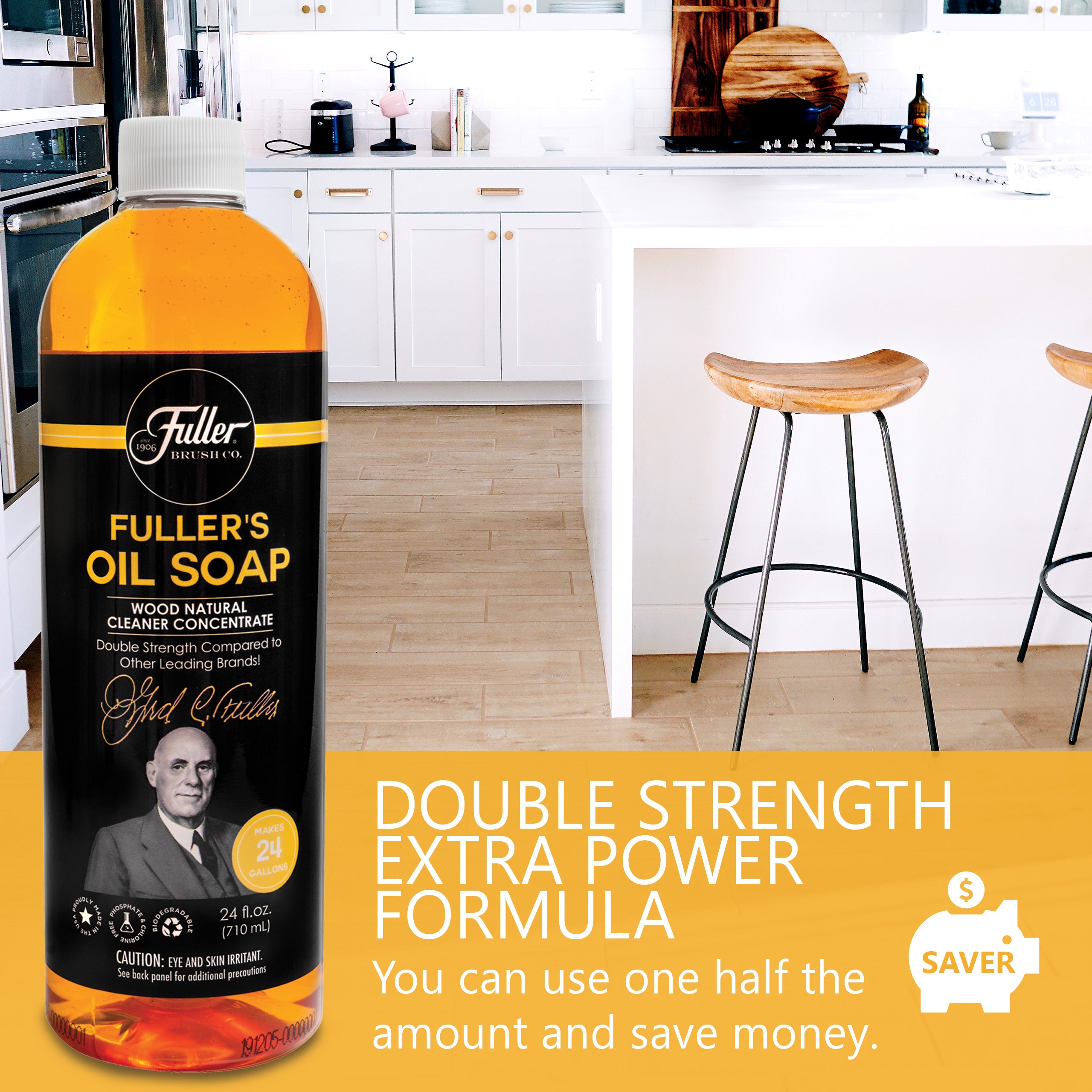 Fuller's Oil Soap Wood Natural Cleaner + Botella pulverizadora fácil de usar