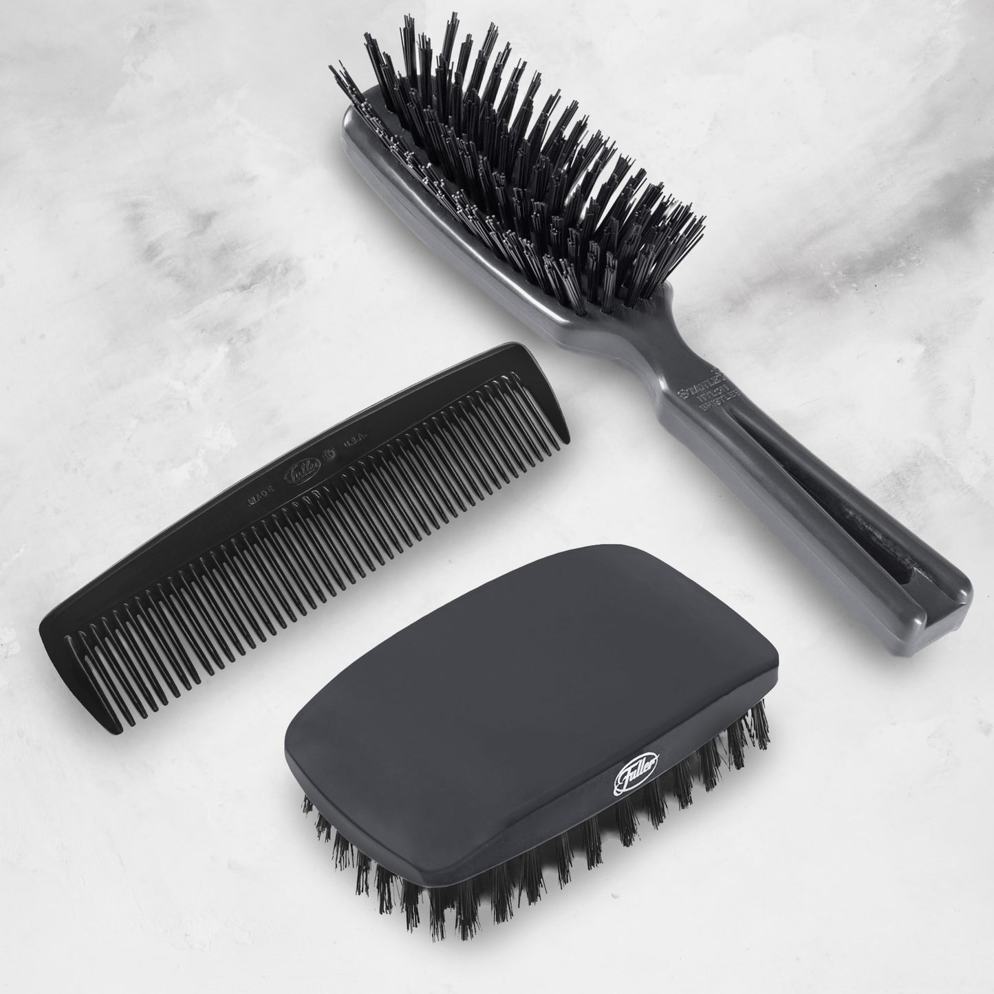 Hair Care Gift Set - Includes Classic Military Hairbrush, Commander Men's Hairbrush and Men's Classic Hair Comb