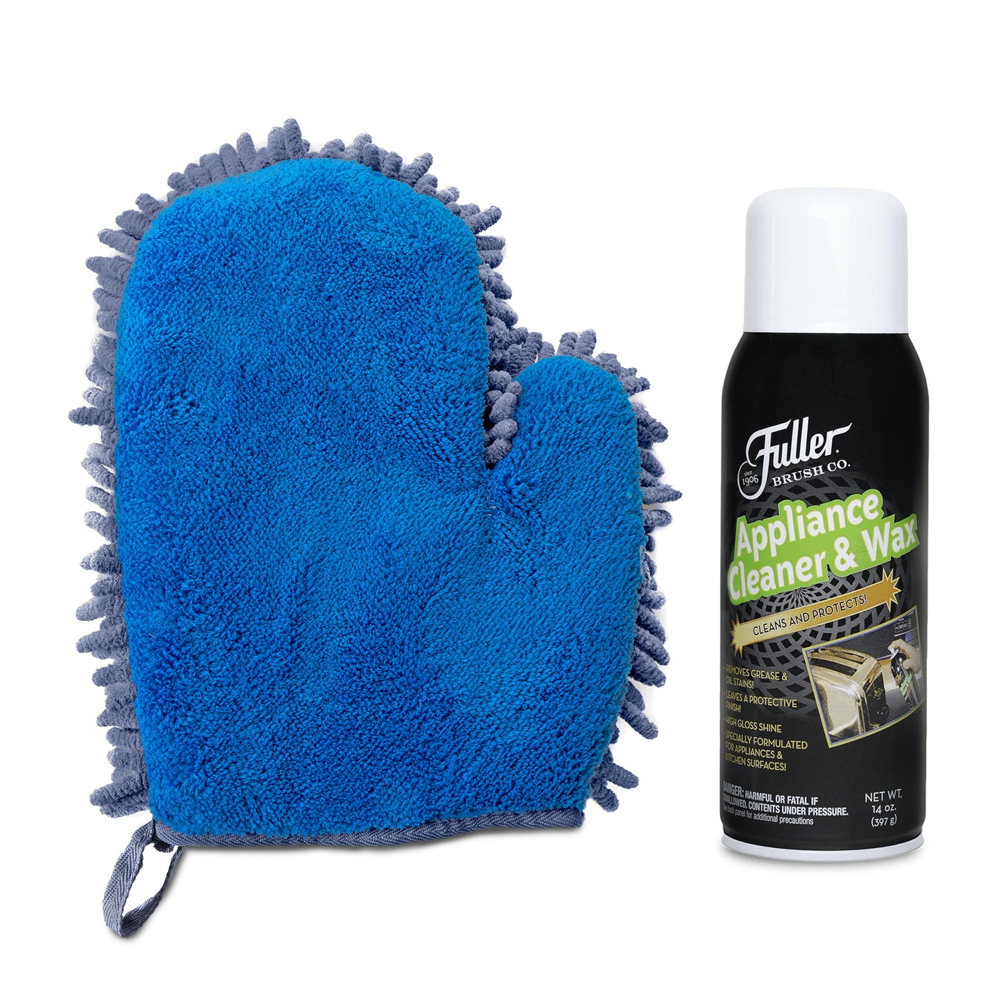 Appliance Cleaner & Wax Spray + 2-in-1 Clean & Polish Microfiber Mitt - Dual Purpose Cleaning Glove