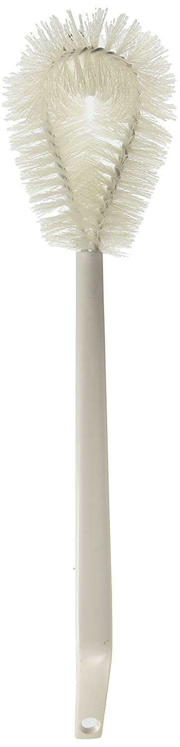 Bent-Tip Bowl Brush - Durable & Stiff Bristled Toilet Scrubber w/ Heavy Duty Handle