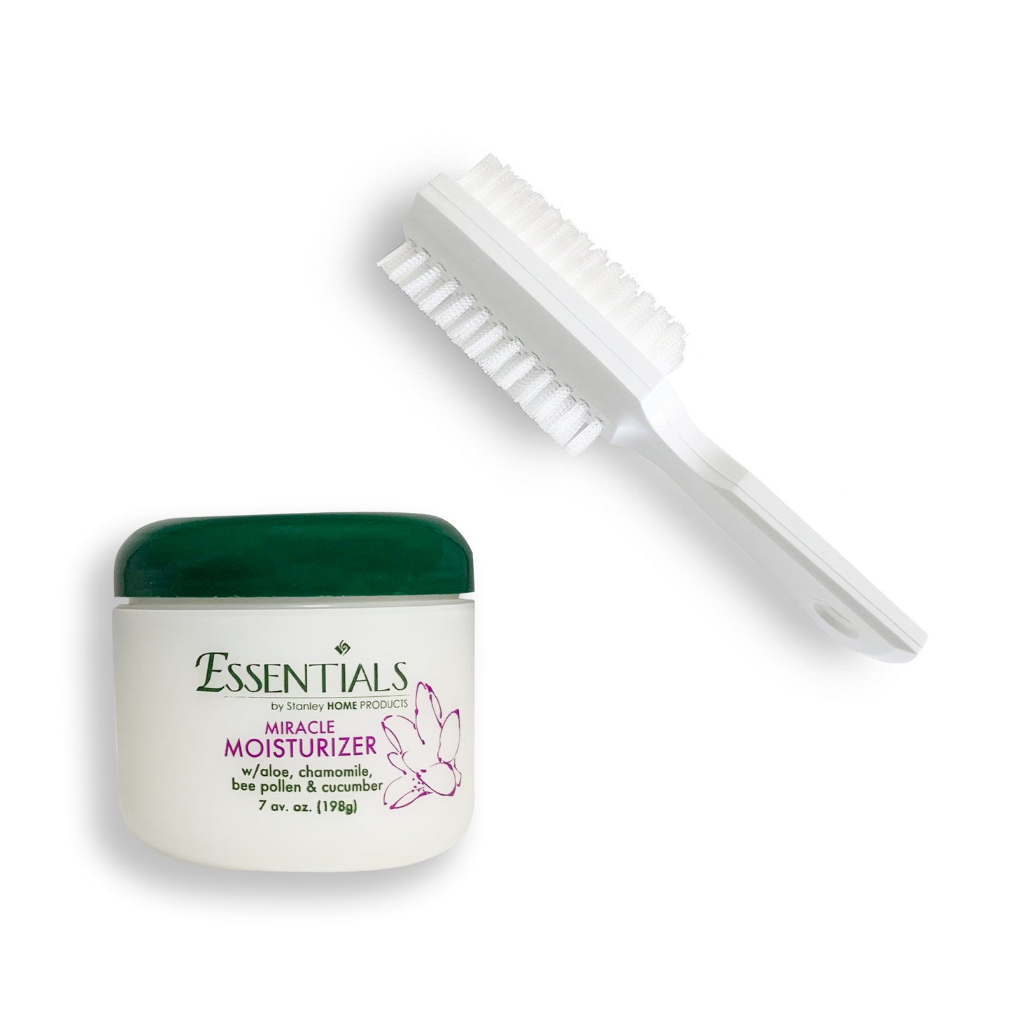 Miracle Moisturizer W/Aloe, Chamomile, Bee pollen, & Cucumber + Hand & Nail Brush