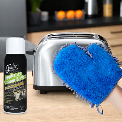 Appliance Cleaner & Wax Spray + 2-in-1 Clean & Polish Microfiber Mitt - Dual Purpose Cleaning Glove