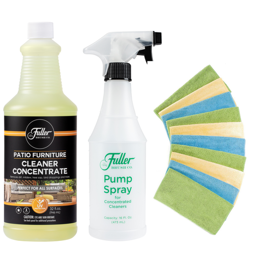 Patio Furniture Cleaner Concentrate + All-Purpose Microfiber Cleaning Cloths + Pump Spray Bottle