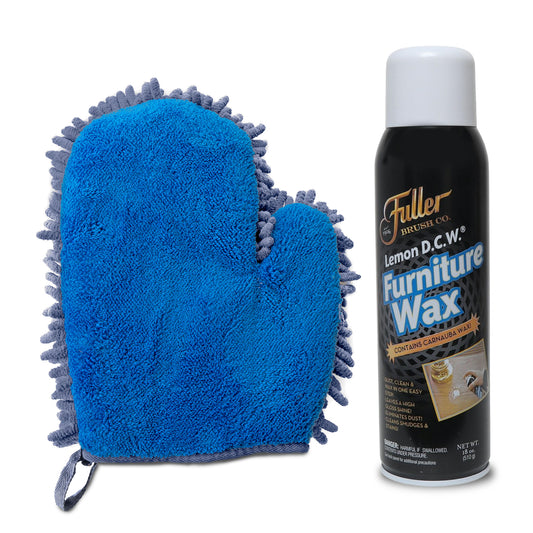Lemon DCW Furniture Wax + 2-in-1 Clean & Polish Microfiber Mitt - Dual Purpose Cleaning Glove