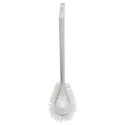 Bent-Tip Bowl Brush - Durable & Stiff Bristled Toilet Scrubber w/ Heavy Duty Handle