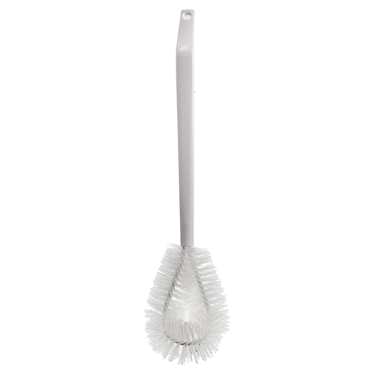 Bent-Tip Bowl Brush - Durable & Stiff Bristled Toilet Scrubber w/ Heavy Duty Handle