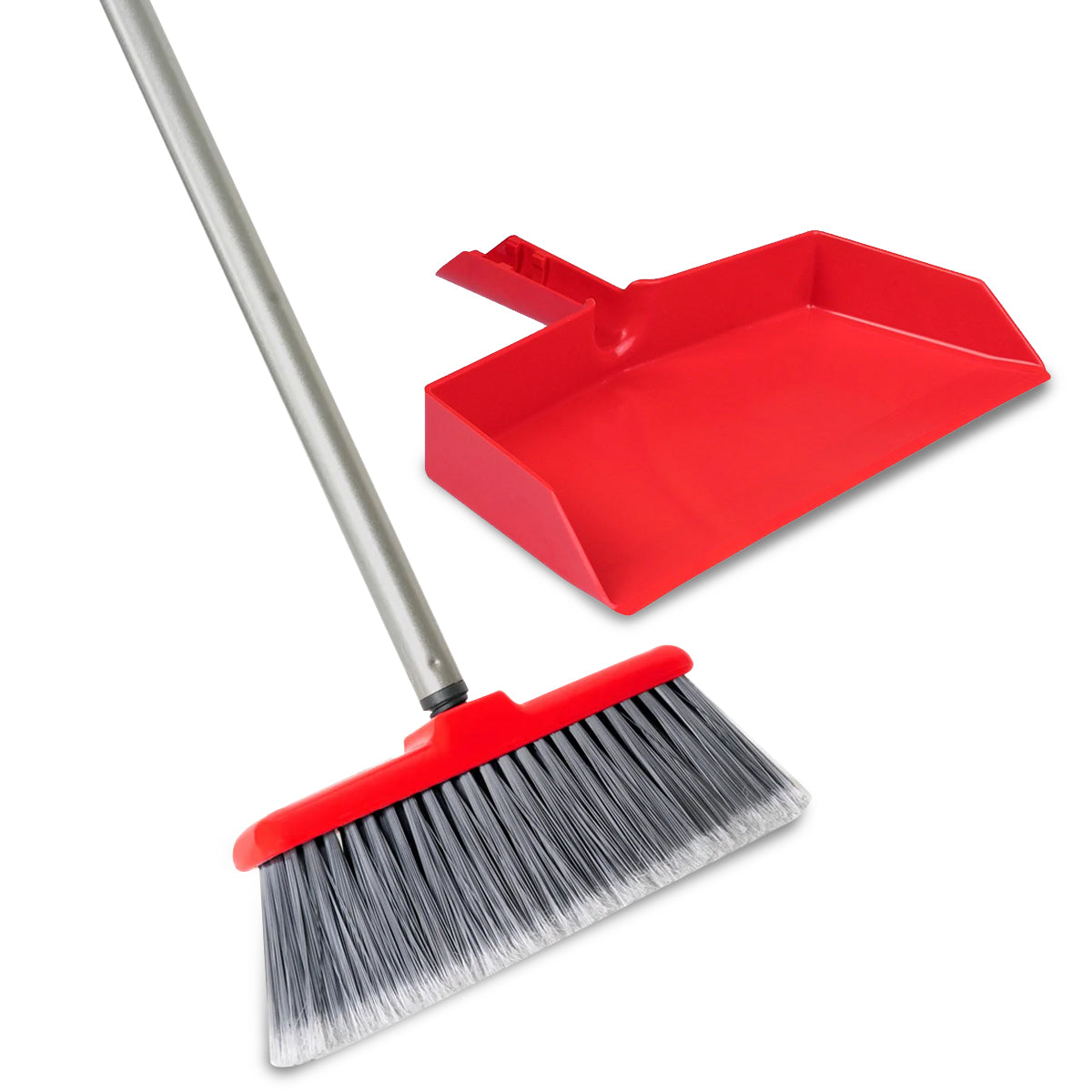 Fuller Brush Fiesta Red Kitchen Broom with Clip-On Dustpan