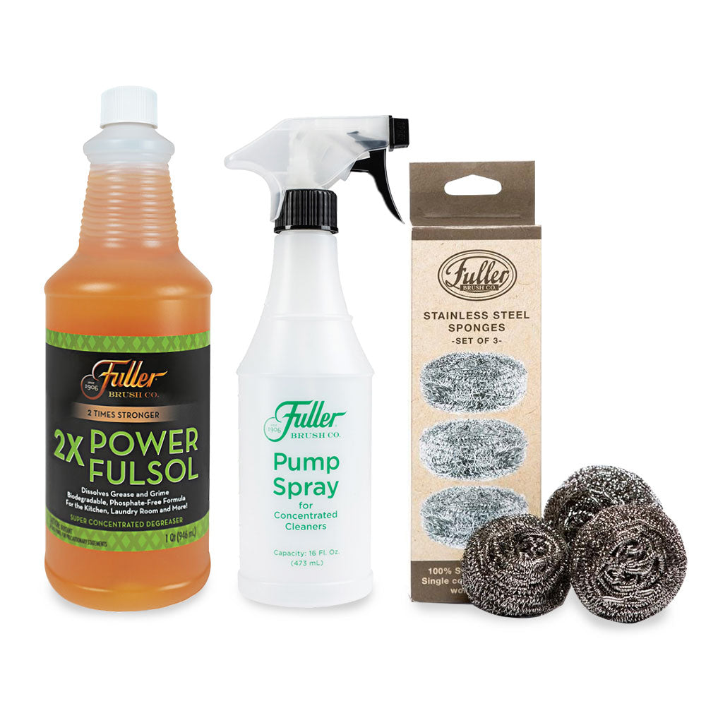 2X Power Fulsol + Fuller Spray Bottle + Stainless Steel Scrubbers