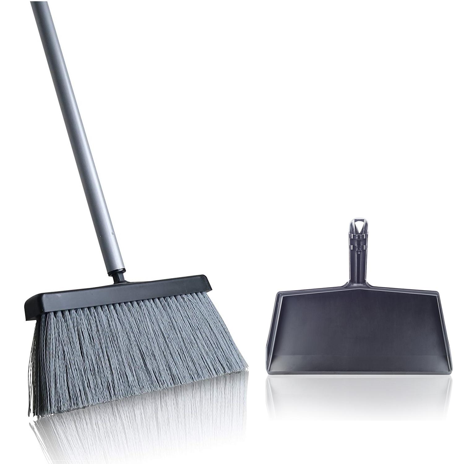 Black Slender Broom & Dustpan Set - Indoor Broom Clip-on Set-Brooms & Dustpans-Fuller Brush Company