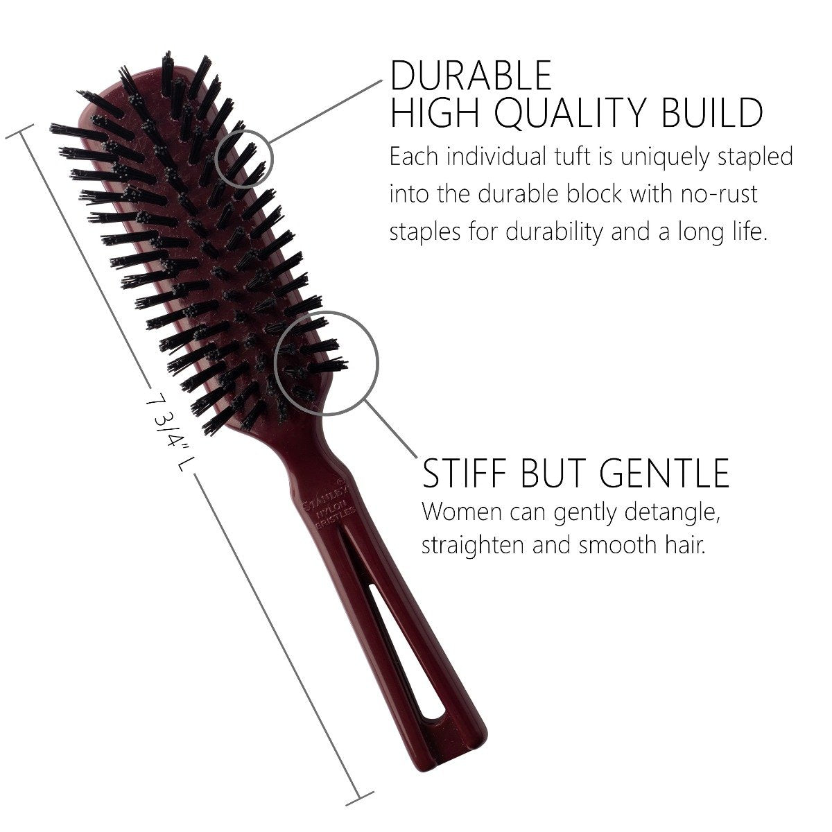 Commander Men's Hairbrush For Wet or Dry Hair Any length - Black
