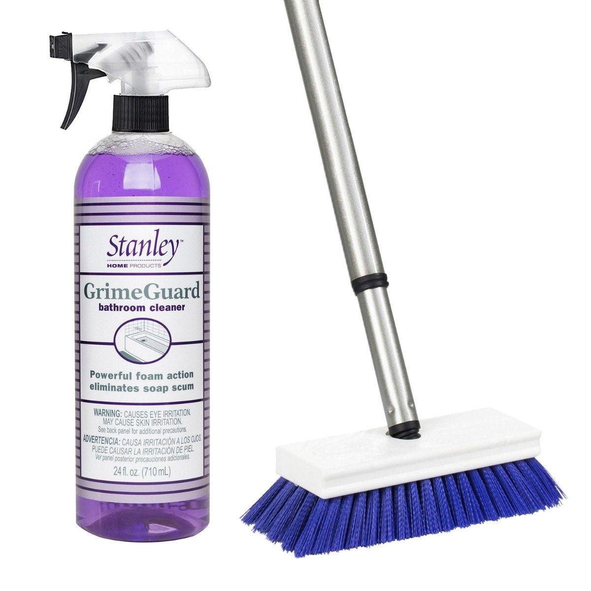 Fuller Brush Tub & Shower EZ Scrubber Brush and Telescopic Handle Bundle  with BathClean Bathroom Cleaner