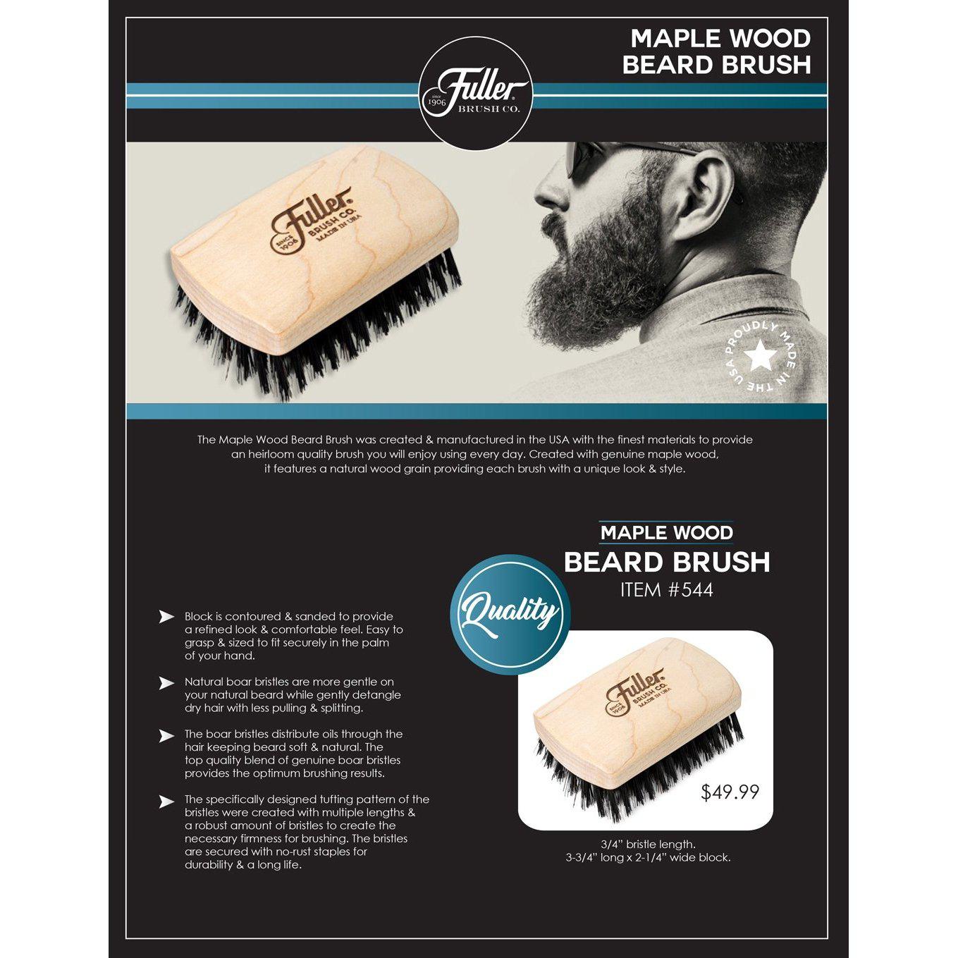 Hair & Beard Brush w/ Maple block and Natural Boars Hair Bristles - Pocket Size-Hair Brushes-Fuller Brush Company