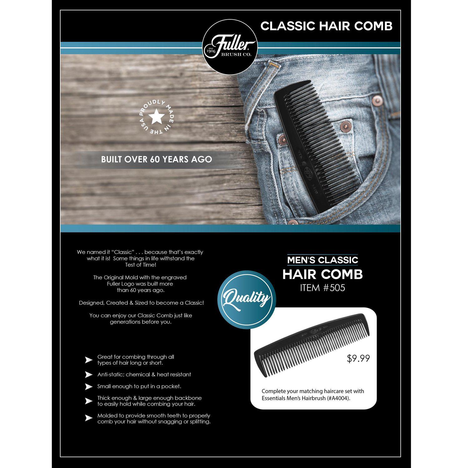 House of Fuller® Mens Classic Hair Comb - Black - Combs — Fuller Brush  Company